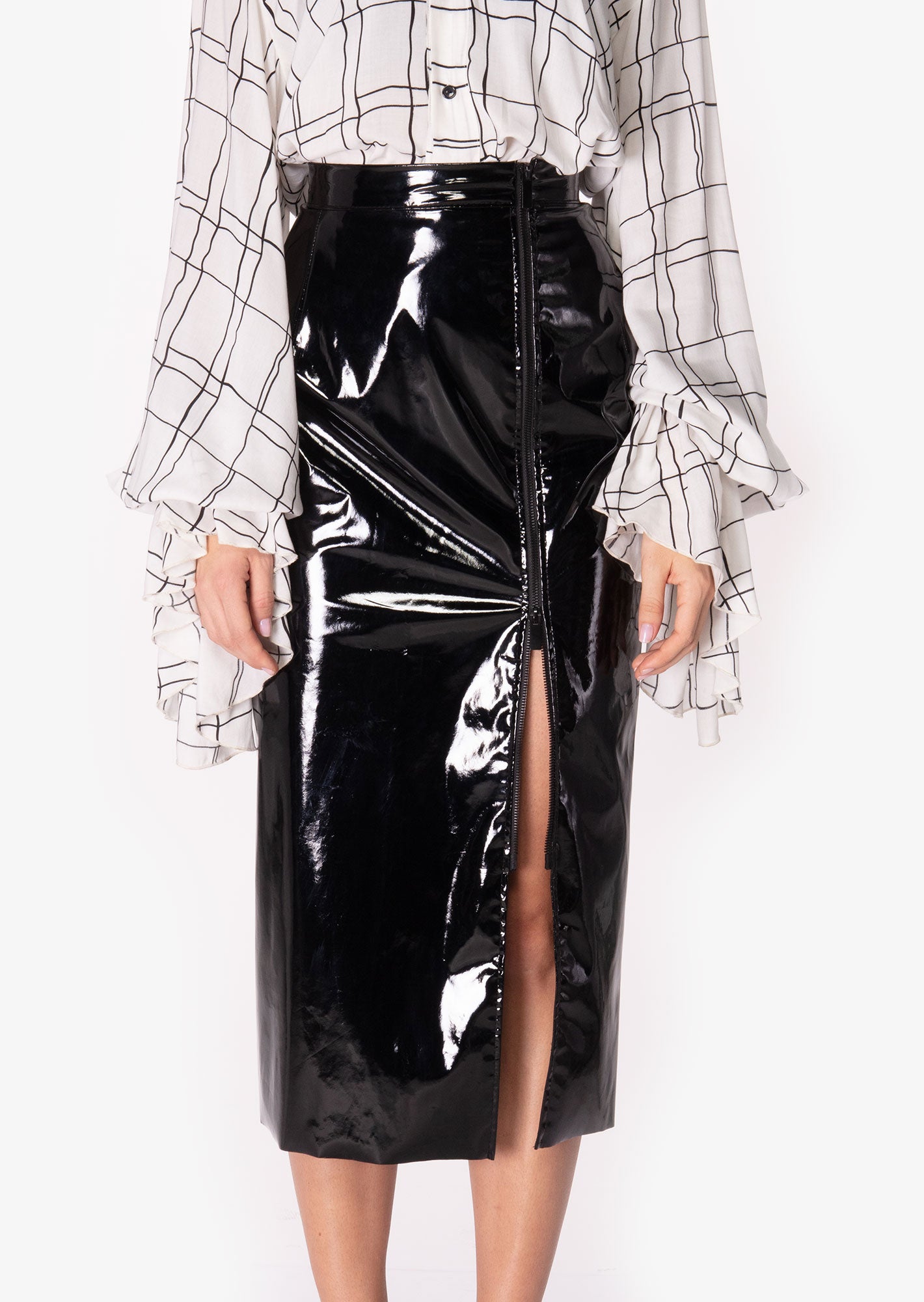 Checkered Cotton & Vinyl Skirt Set