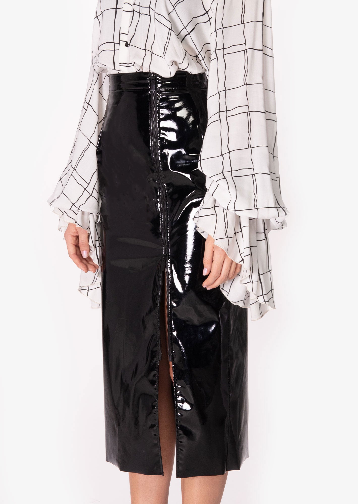 Checkered Cotton & Vinyl Skirt Set
