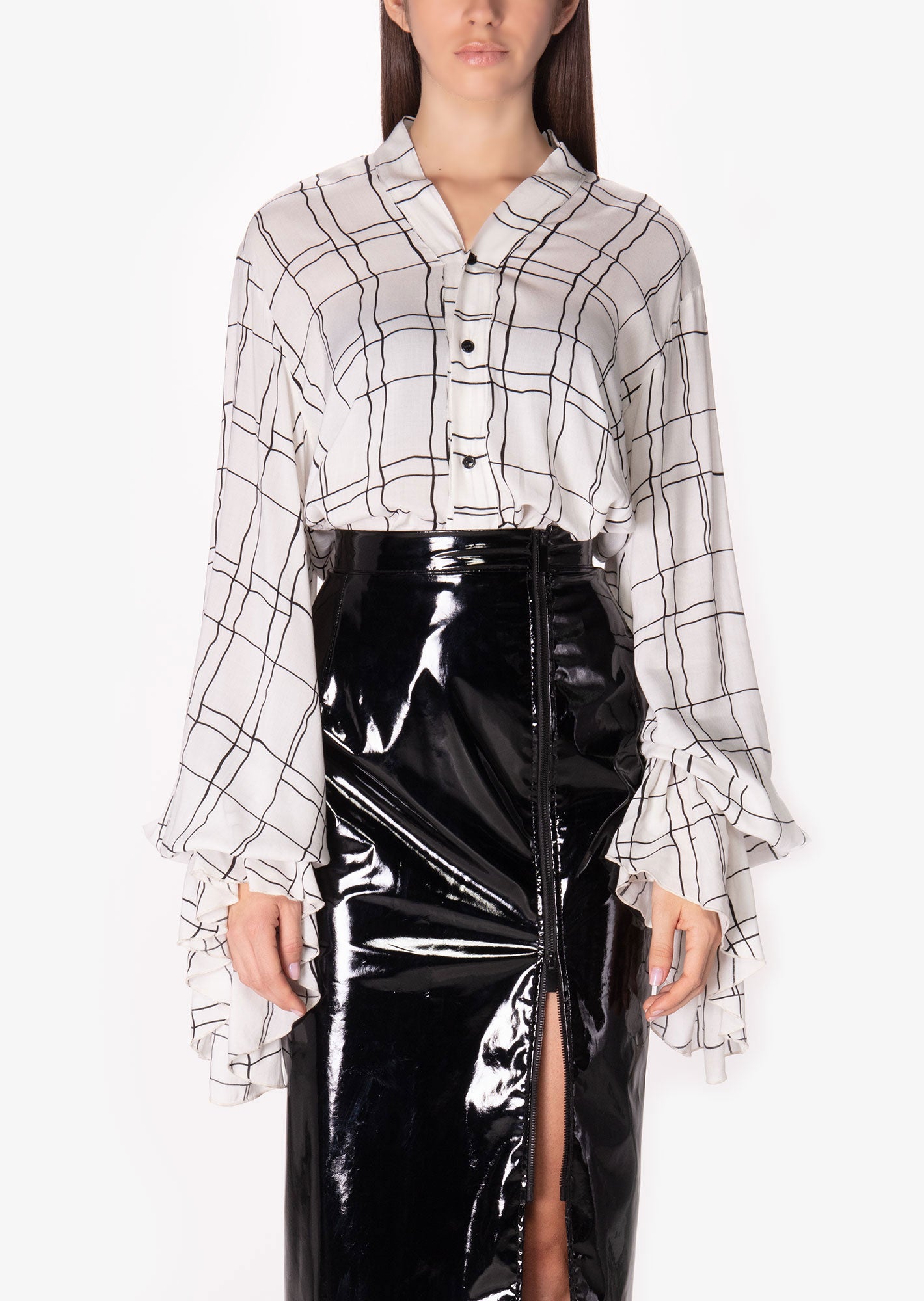 Checkered Cotton & Vinyl Skirt Set
