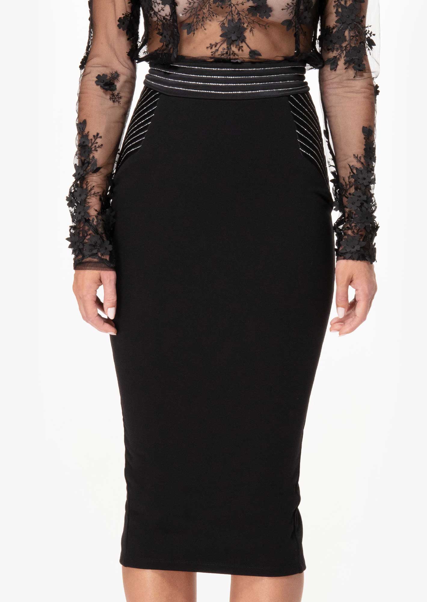 Black Bodycon Midi Skirt