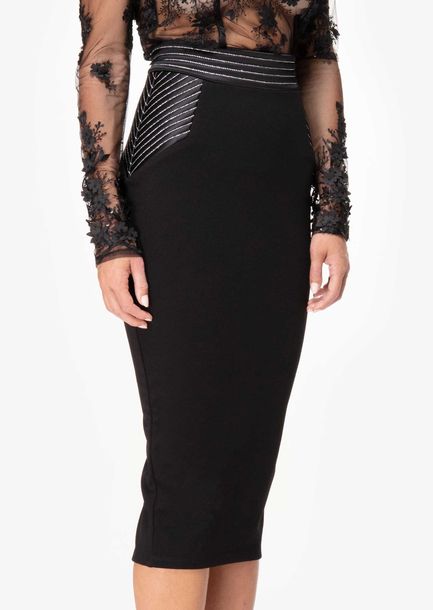 Black Bodycon Midi Skirt