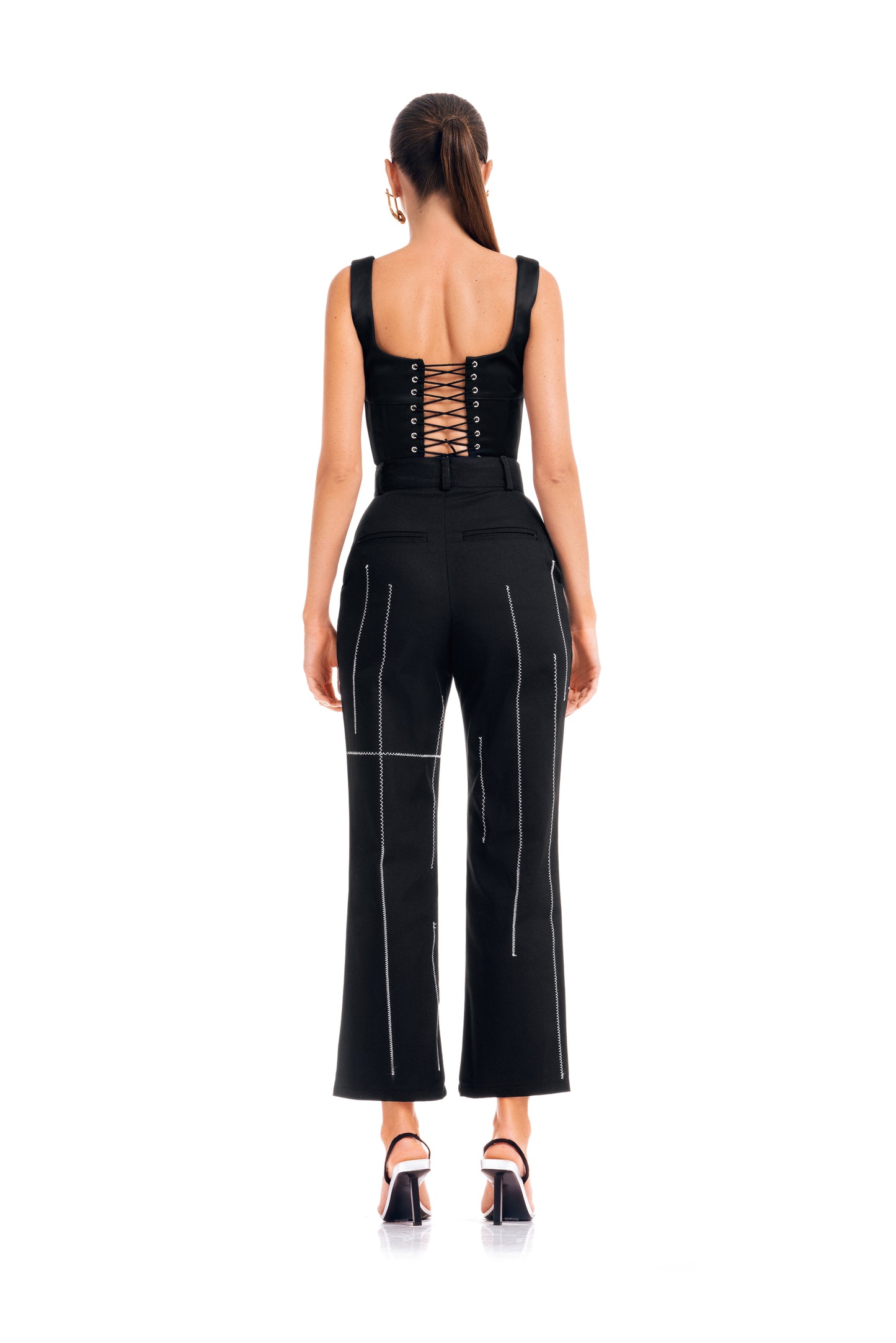 Edgy Satin Black Corset Top